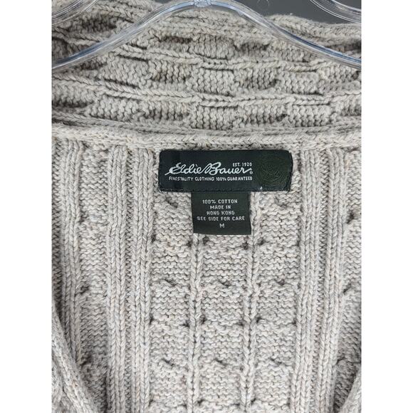 Eddie Bauer cream cable v-neck sweater - medium - Picture 2 of 3